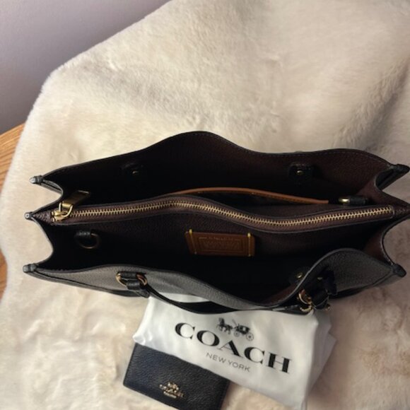 Coach - Black Refined Pebble Leather Tote & Wallet - Picture 6 of 8